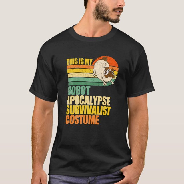 Pug  Funny Pug Dog Pig Loaf Of Bread Robotic War M T-Shirt (Front)