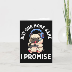 Pug Gamer Dog Lover Video Game Boys Girls Gift 1 Card