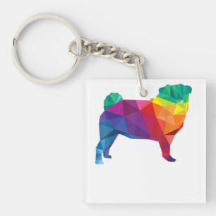 Pug Gay Pride LGBT Rainbow Flag T shirt Dog Lovers Key Ring