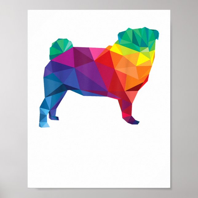 Pug Gay Pride LGBT Rainbow Flag T shirt Dog Lovers Poster (Front)