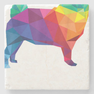 Pug Gay Pride LGBT Rainbow Flag T shirt Dog Lovers Stone Coaster