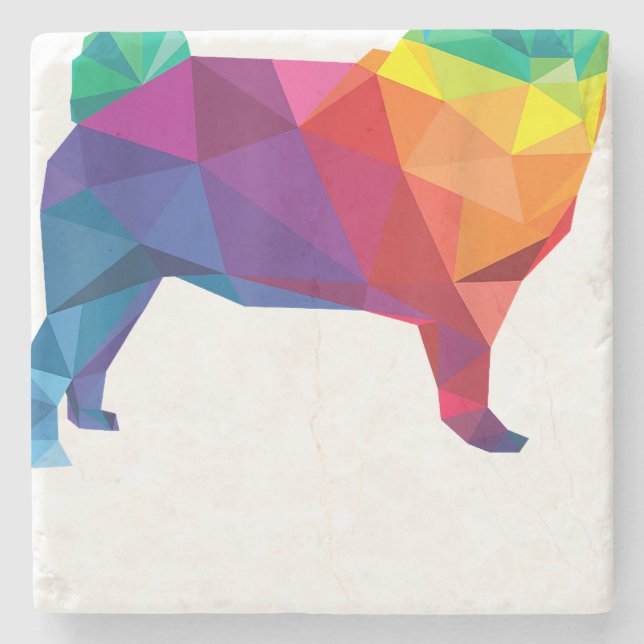 Pug Gay Pride LGBT Rainbow Flag T shirt Dog Lovers Stone Coaster (Front)