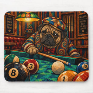 Pug, Geometric Mosaic Mouse Pad