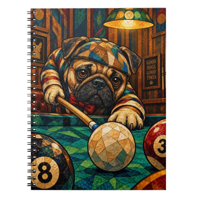 Pug, Geometric Mosaic Notebook (Front)