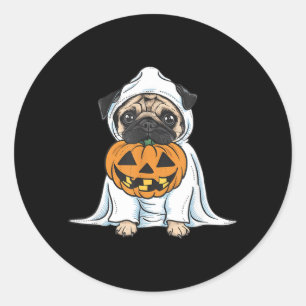 Pug Ghost Dog Halloween Classic Round Sticker