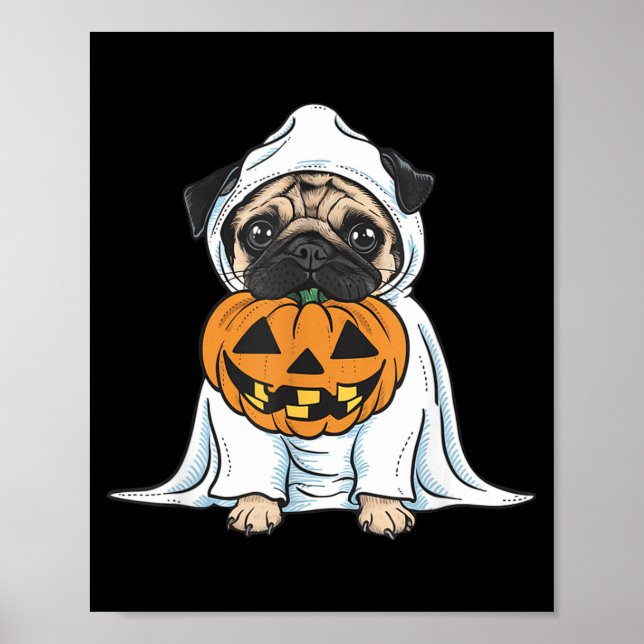 Pug Ghost Dog Halloween Poster (Front)