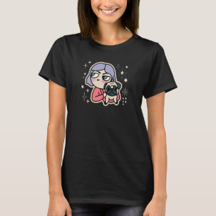 Pug Girl Dog Cool Puppy Men Women Kids Retro T-Shirt