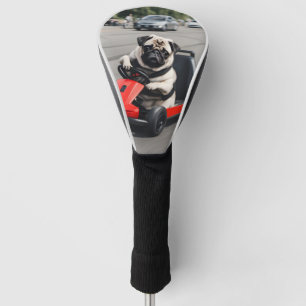 Pug go-kart racing golf head cover