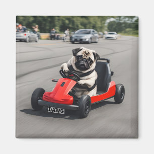 Pug go-kart racing magnet
