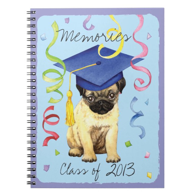 Pug Graduate Spiral Notebook (Front)