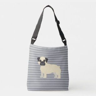 Pug Gray Lined Crossbody Bag