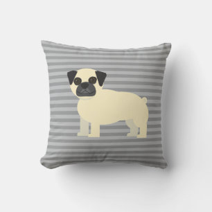 Pug Gray Lined Cushion