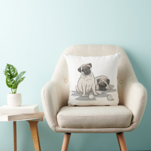 Pug Group Cartoon Cushion