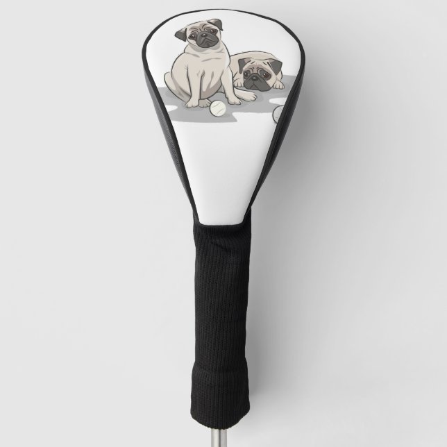Pug Group Cartoon Golf Head Cover (Front)