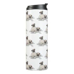 Pug Group Cartoon Thermal Tumbler