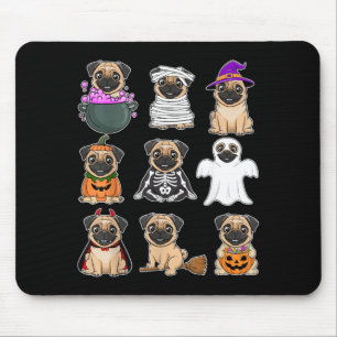 Pug Halloween Costume Spooky Ghost Pumpkin Pug Mouse Pad