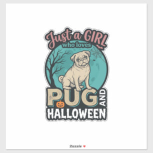 Pug Halloween Girl Vintage Vector Design_1