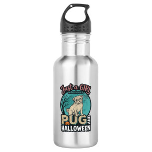 Pug Halloween Girl Vintage Vector Design_1 532 Ml Water Bottle