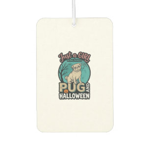 Pug Halloween Girl Vintage Vector Design_1 Car Air Freshener