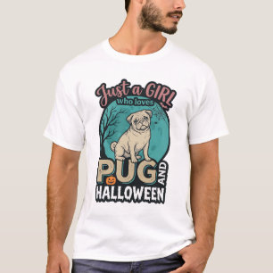 Pug Halloween Girl Vintage Vector Design_1 T-Shirt