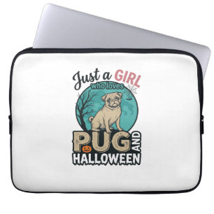 Pug Halloween Girl Vintage Vector Design (2)_1 Laptop Sleeve