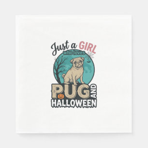 Pug Halloween Girl Vintage Vector Design (2)_1 Napkin