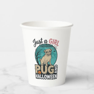 Pug Halloween Girl Vintage Vector Design (2)_1 Paper Cups