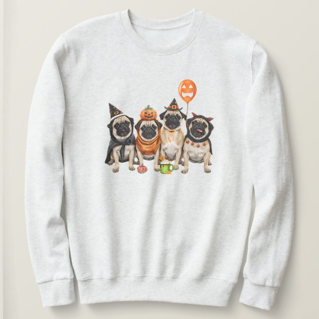 Pug Halloween Sweatshirt-Halloween Dog Mum  Sweatshirt (Design Front)