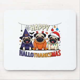 Pug Halloween Thanksgiving Christmas Happy Halloth Mouse Pad