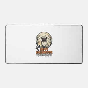 Pug Halloween Trick or Treat Vintage Engraving Des Desk Mat