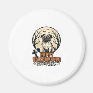Pug Halloween Trick or Treat Vintage Engraving Des Magnet