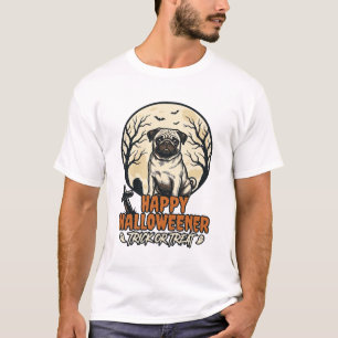 Pug Halloween Trick or Treat Vintage Engraving Des T-Shirt