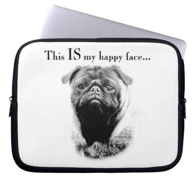 Pug Happy Face Laptop Sleeve (Front)