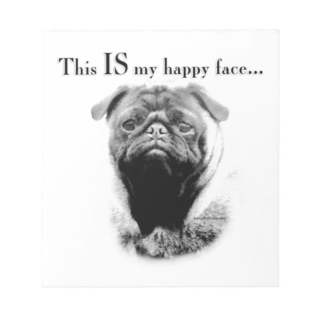 Pug Happy Face Notepad (Front)