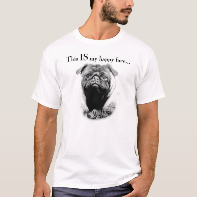 Pug Happy Face T-Shirt (Front)