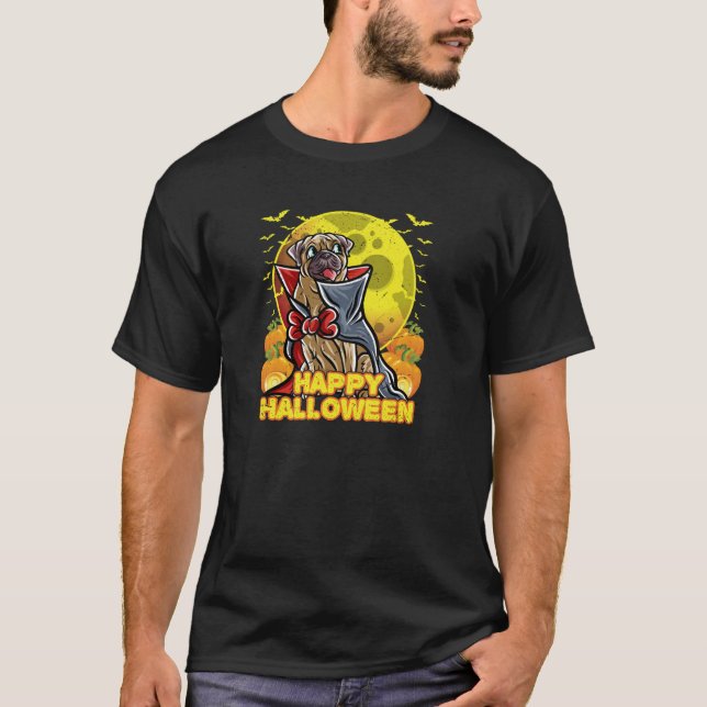 Pug Happy Halloween Costume Vampire Pullover Hoodi (Front)