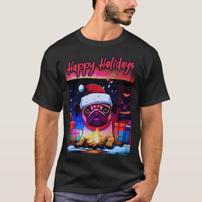 Pug HAPPY HOLIDAYS 28 T-Shirt (Front)