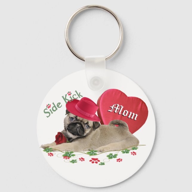 Pug Has Heart gifts Key Ring (Front)