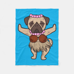 Pug Hawaiian Hula Dance Cool Aloha Animal Funny Fleece Blanket