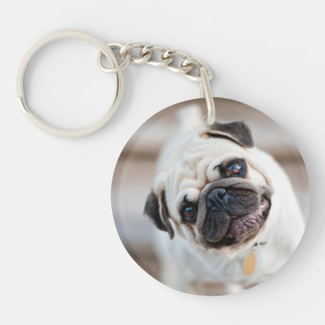 Pug Head Tilt Key Ring (Front)