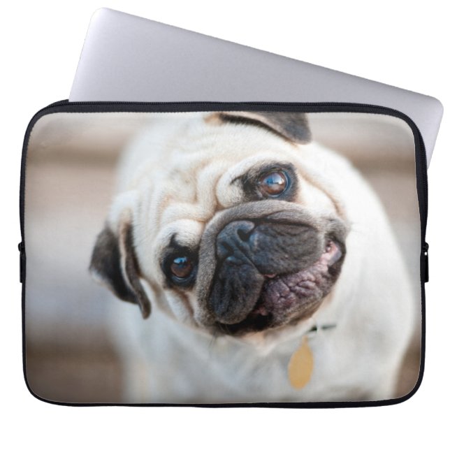 Pug Head Tilt Laptop Sleeve (Front)