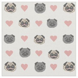 pug heart fabric