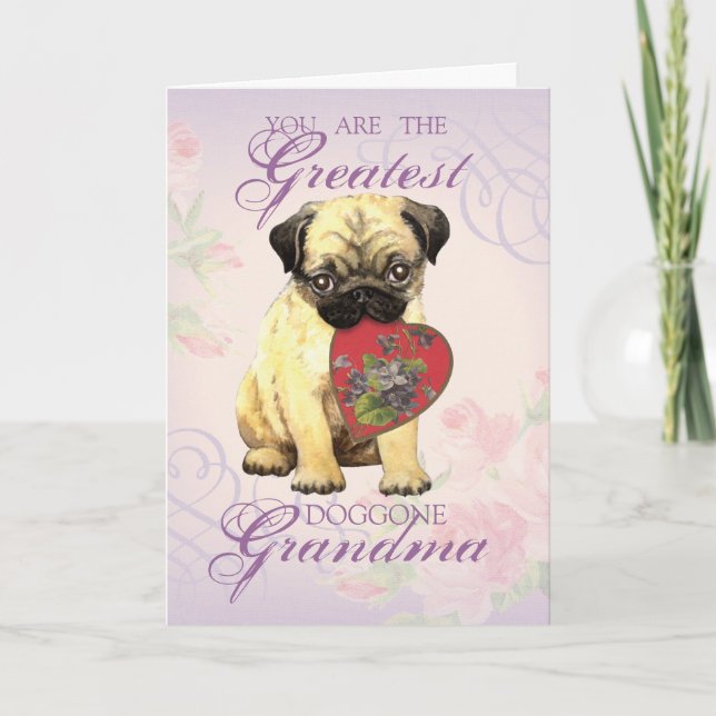 Pug Heart Grandma Card (Front)