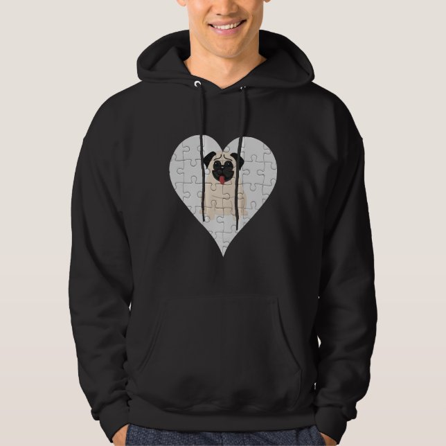 Pug Heart Jigsaw Pieces Design - Pug Classic T-Shi Hoodie (Front)