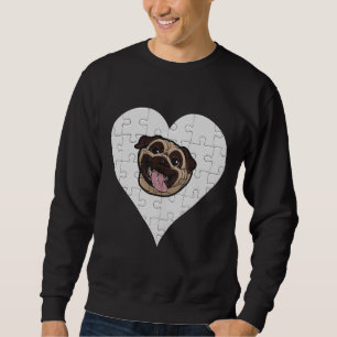 Pug Heart Jigsaw Pieces Design - Pug Classic T-Shi Sweatshirt