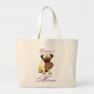 Pug Heart Mum Large Tote Bag