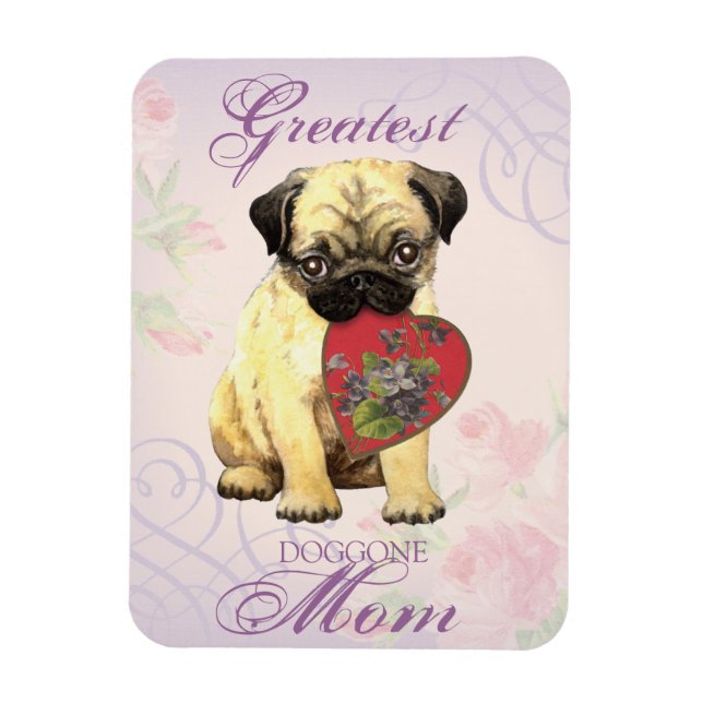 Pug Heart Mum Magnet (Vertical)