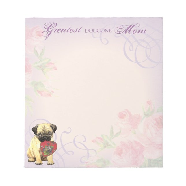 Pug Heart Mum Notepad (Front)