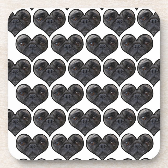 Pug Hearts Coaster (Front)