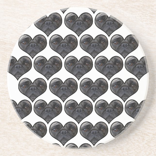 Pug Hearts Coaster (Front)